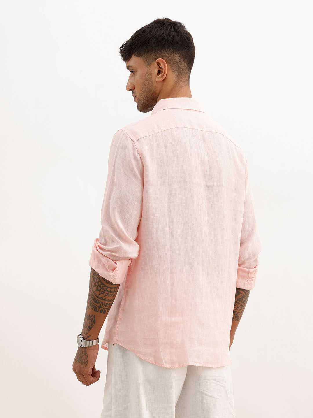 Solid 100% Premium Linen Shirt | Pink
