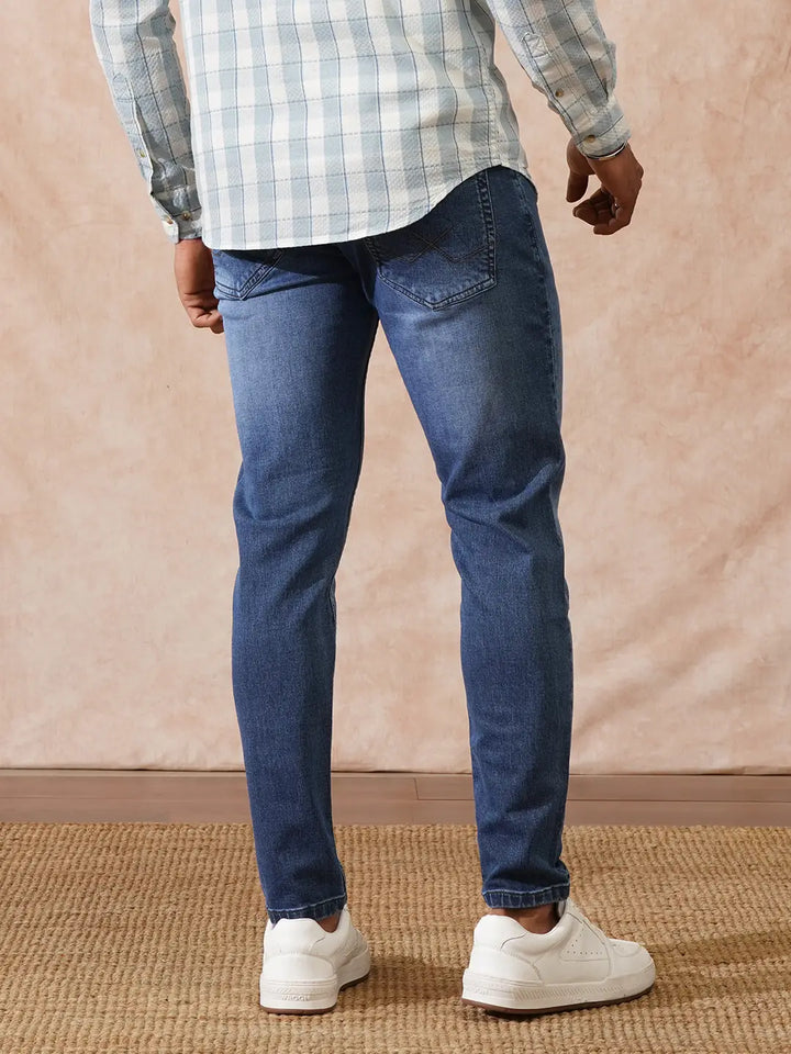 Casual Heavy Fade Slim Fit Jeans | Blue