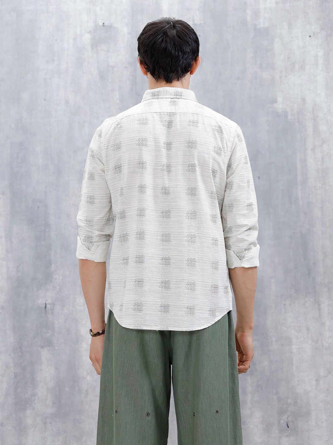 Printed Men's Casual Slim Fit Shirt | Off White
