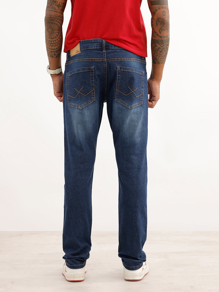 Faded Slim Fit Denim Jeans | Dark Blue