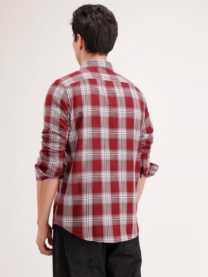 Slim Fit Checkered Shirt | Red