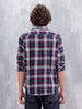 Slim Fit Cotton Indigo Twill Check Shirt | Maroon