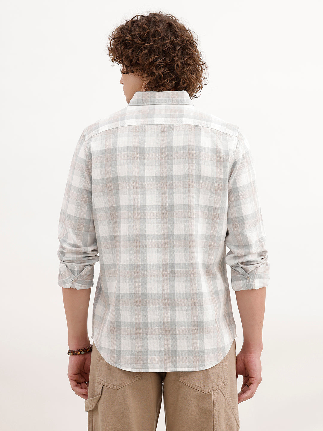 Regular Fit Checkered Shirt | Grey