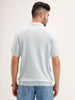 Slim Fit Flat Knit Polo T-Shirt | Light Blue