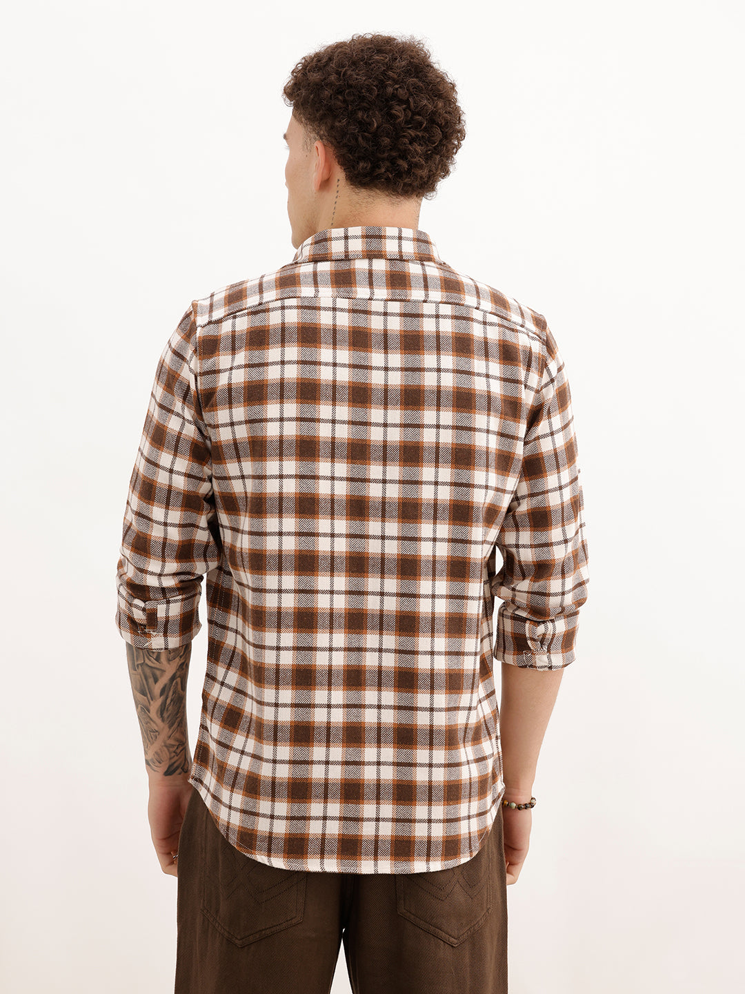 Slim Fit Full Sleeve Checkered Shirt | Brown | WSH02FSSL0324S