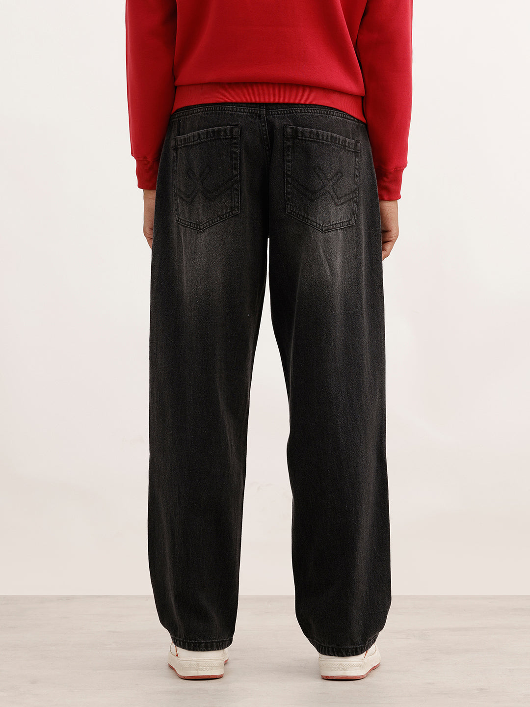 Faded Loose Fit Denim Cargo | Black