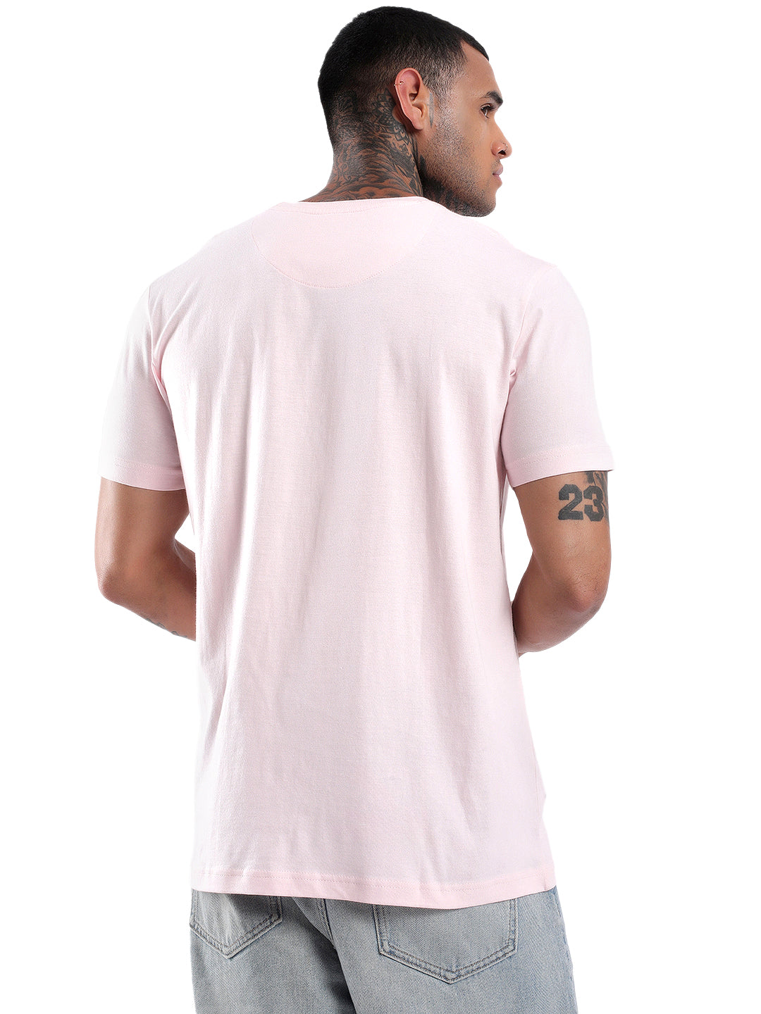 Coral Pink Logo Printed T-Shirt