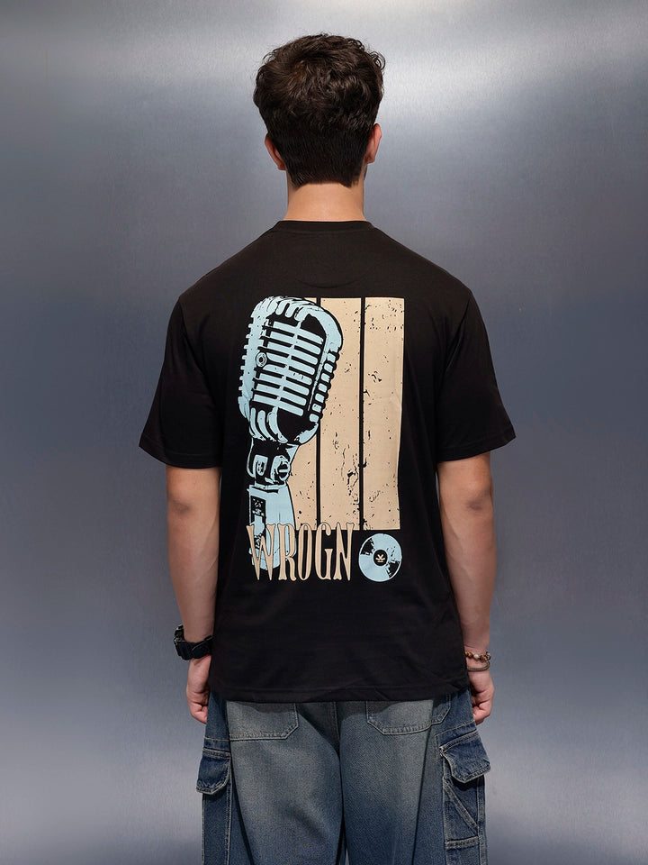 Casual Back Printed Oversized T-Shirt  | Black