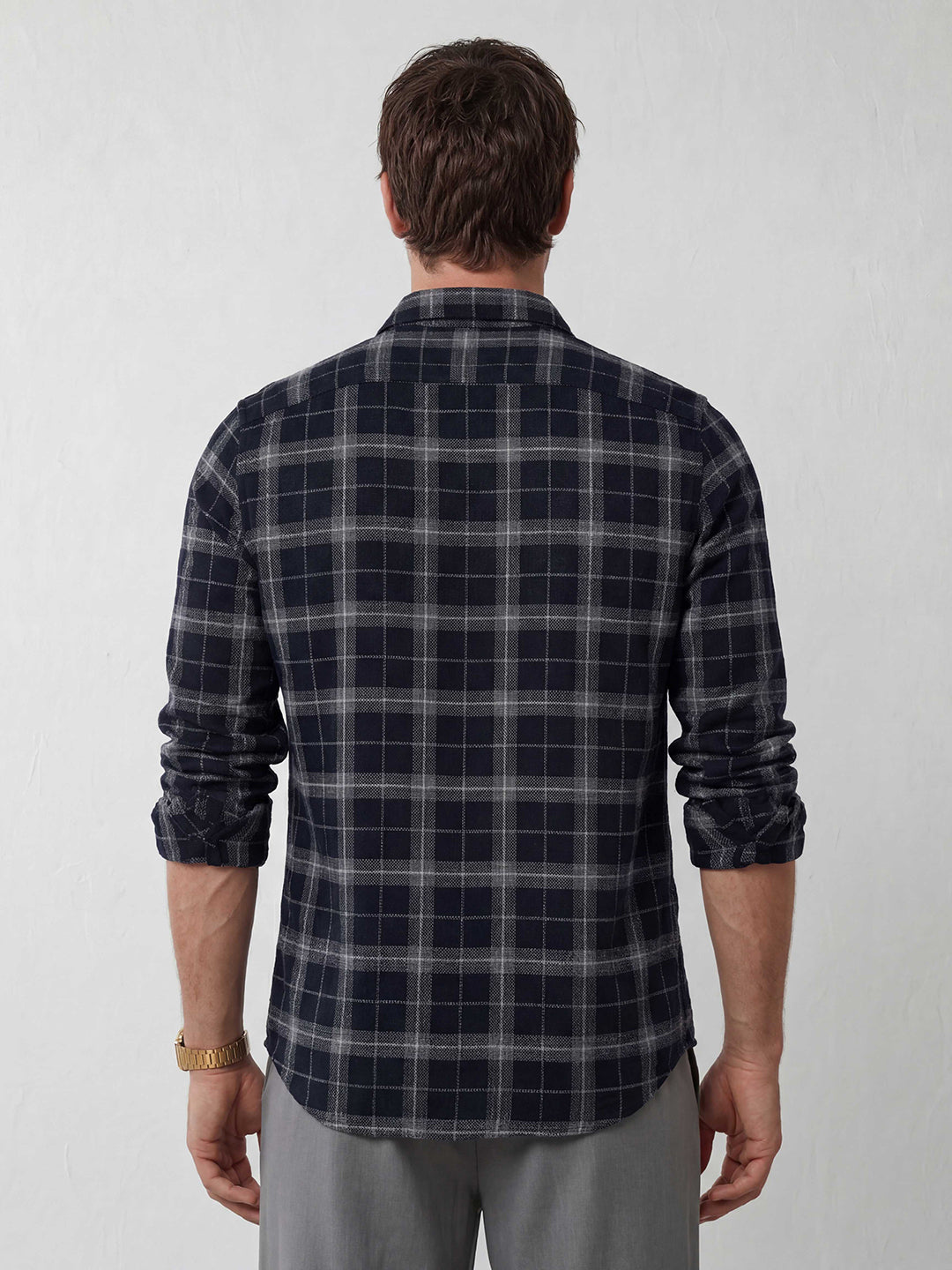 Regular Fit Checkered Shirt | Navy Blue