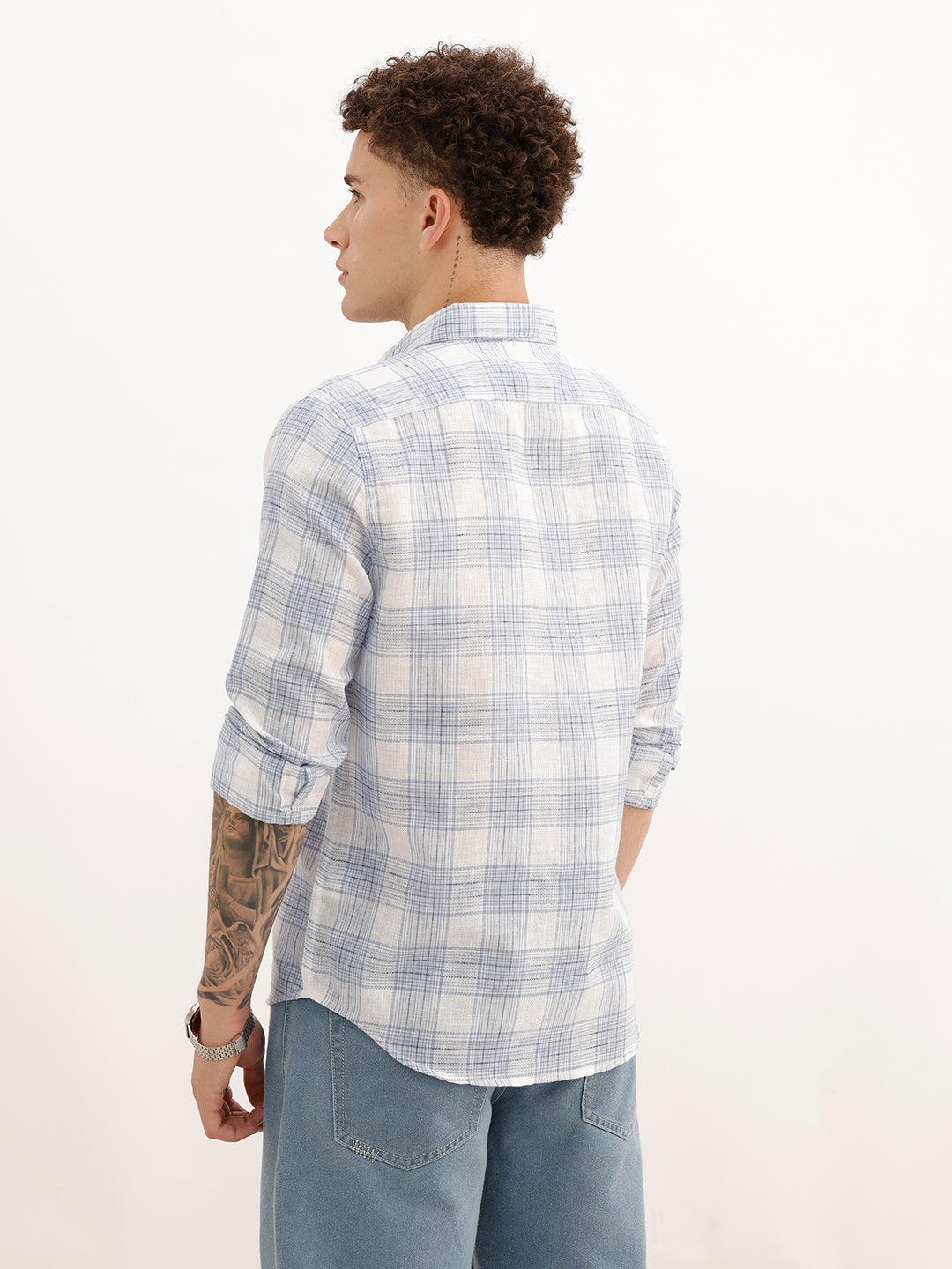 Regular Fit Full Sleeve Checkered Shirt | White | WWSH0713MAZ