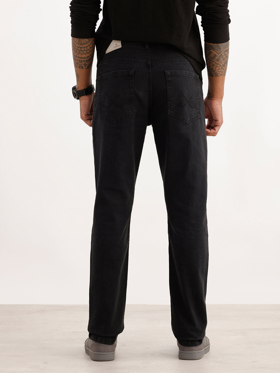 Solid Straight Fit Denim Jeans | Black