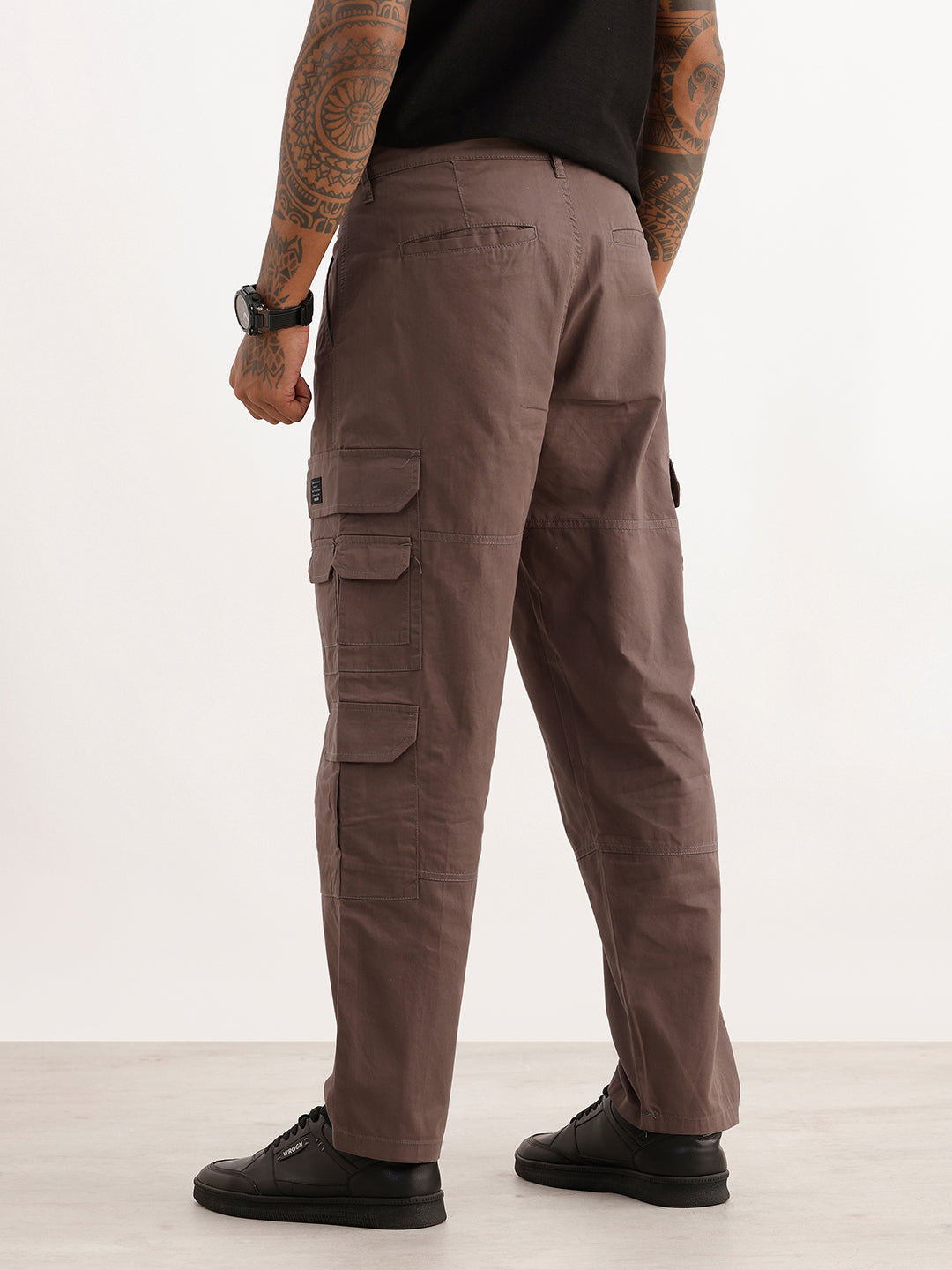 Solid Regular Fit Cargo Trouser | Dark Grey