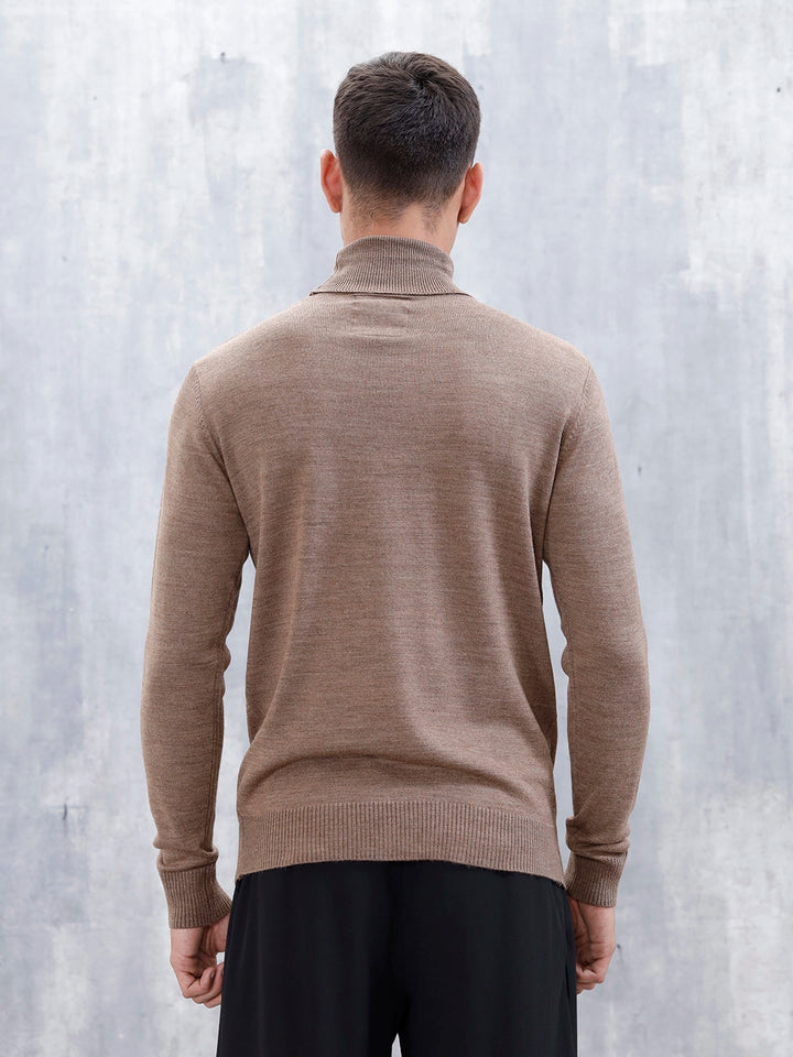 Men’s Casual Turtle Neck Sweater | Brown