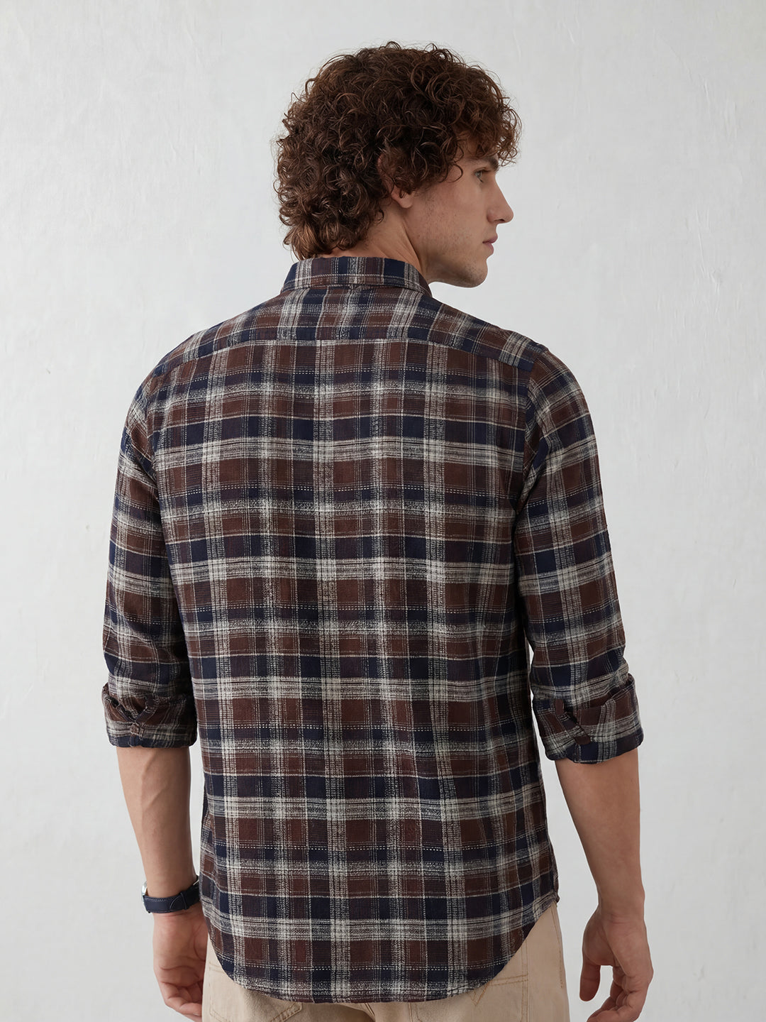 Regular Fit Checkered Shirt | Brown