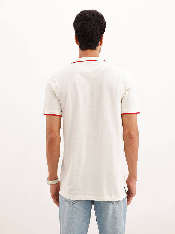 Solid Tipping Collar Polo T-Shirt | White
