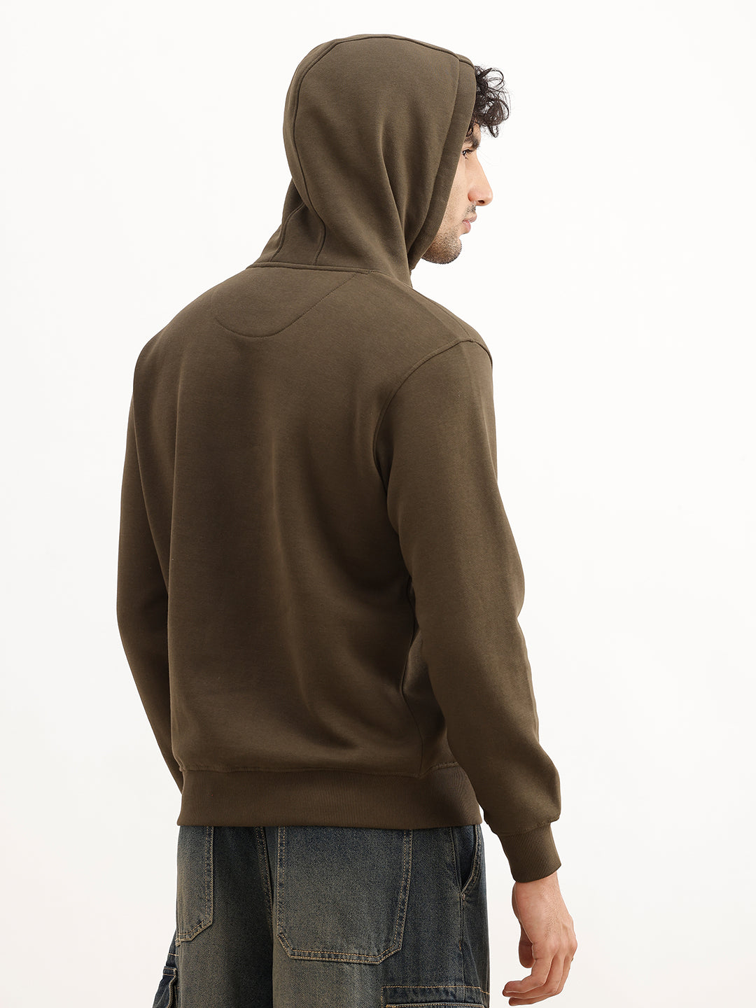 Classic Foil Printed Hooded Sweatshirt | Olive