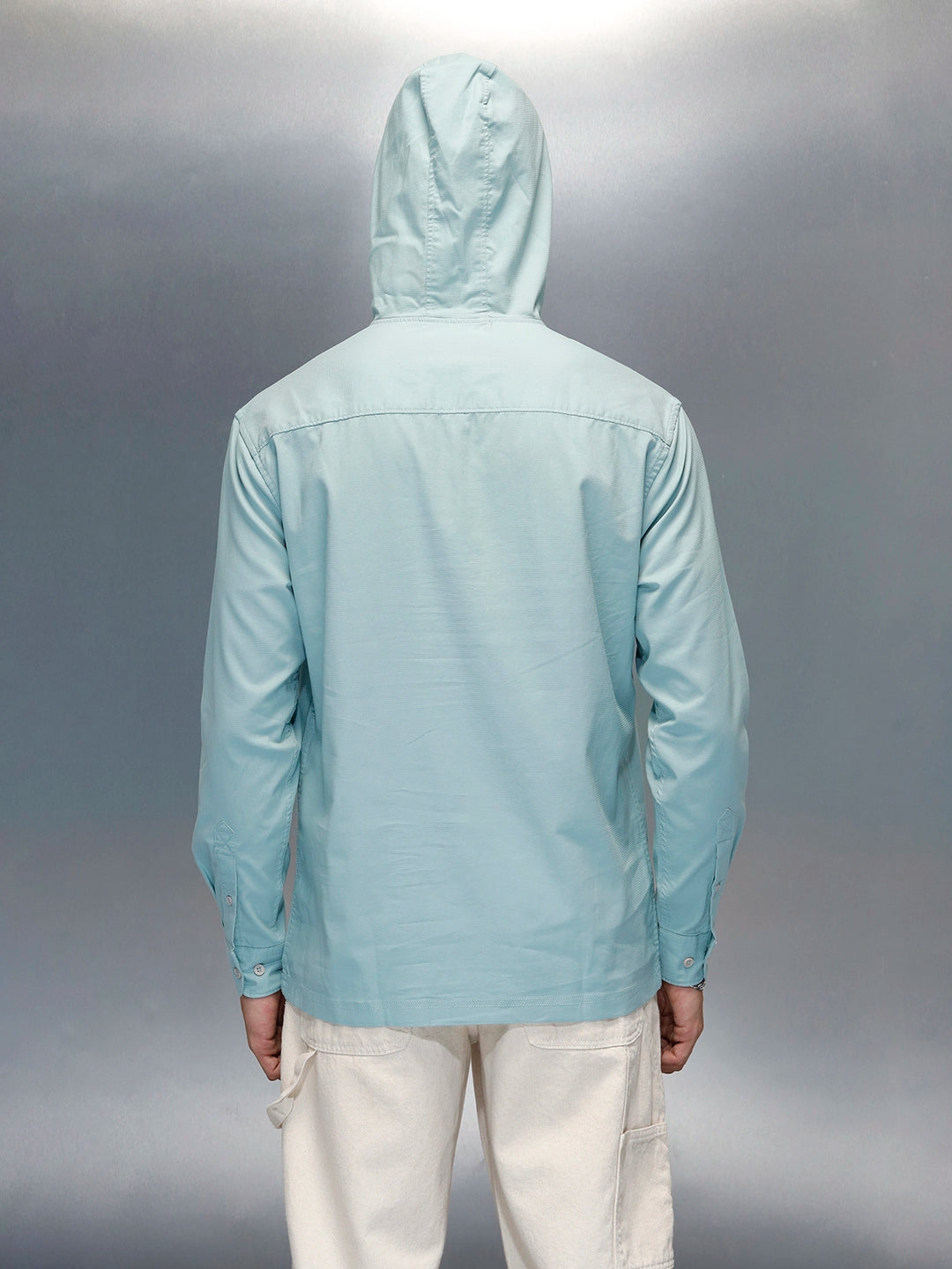 Men's Casual Regualr Fit Hooded Shirt With Patch Pocket | Green