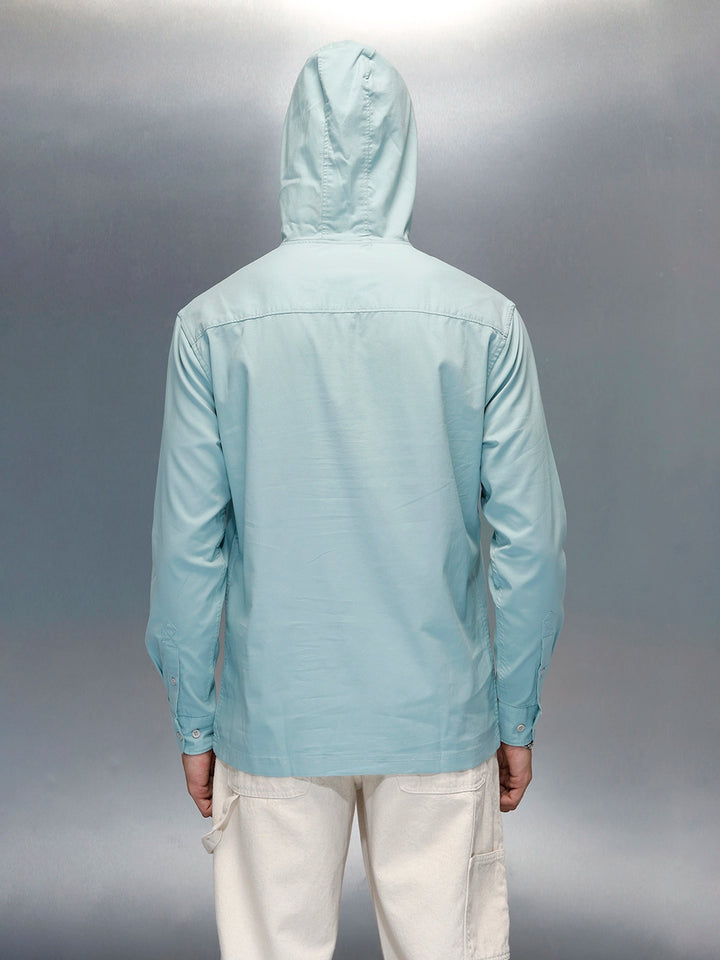 Men's Casual Regualr Fit Hooded Shirt With Patch Pocket | Green