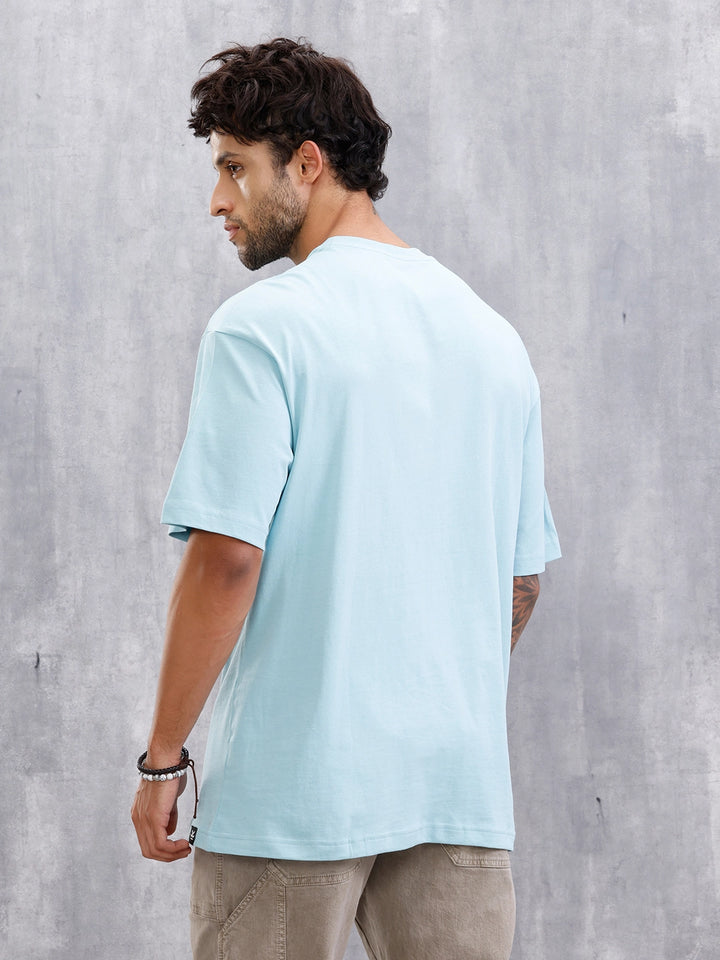 Timeless Casette Graphic Printed Oversized Fit Tshirt | Light Blue