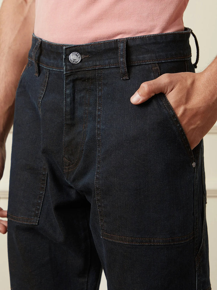 Relaxed Fit Utility Denim Cargo | Blue