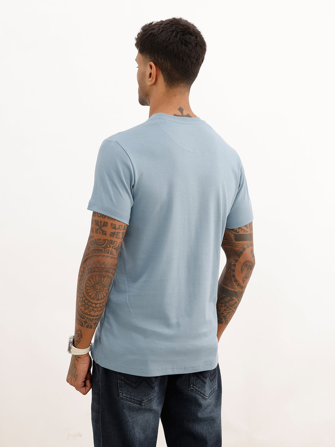 Slim Fit Foil Printed T-Shirt | Blue | WTS02HSSL1051S