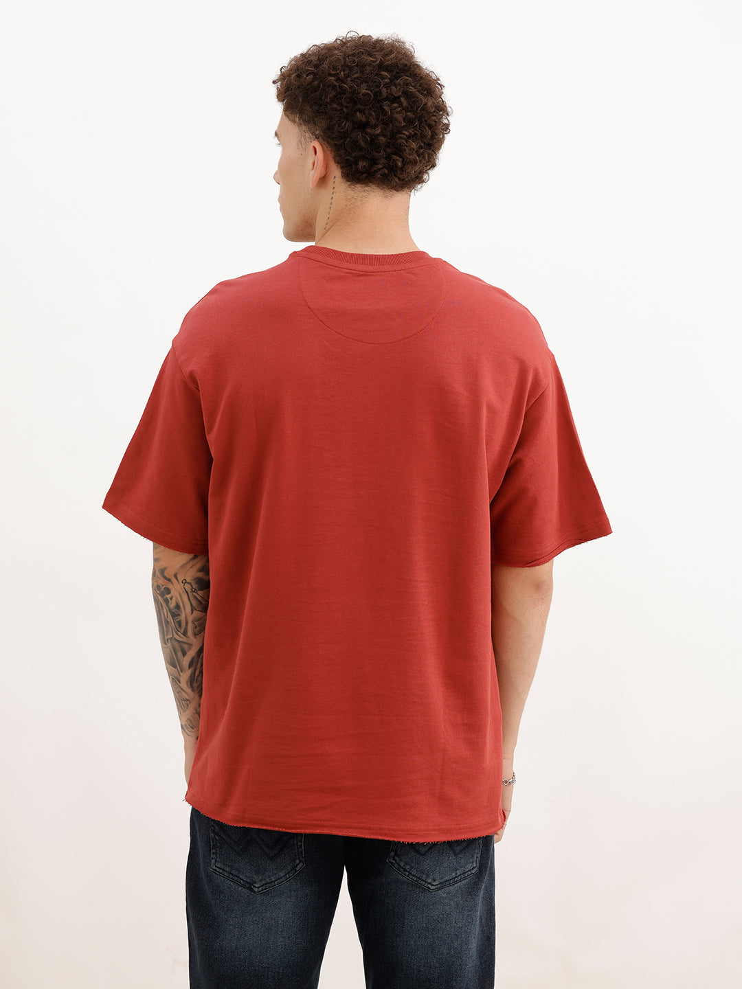 Oversized Fit Placement Printed T-Shirt | Red | WTS02HSOS1063S