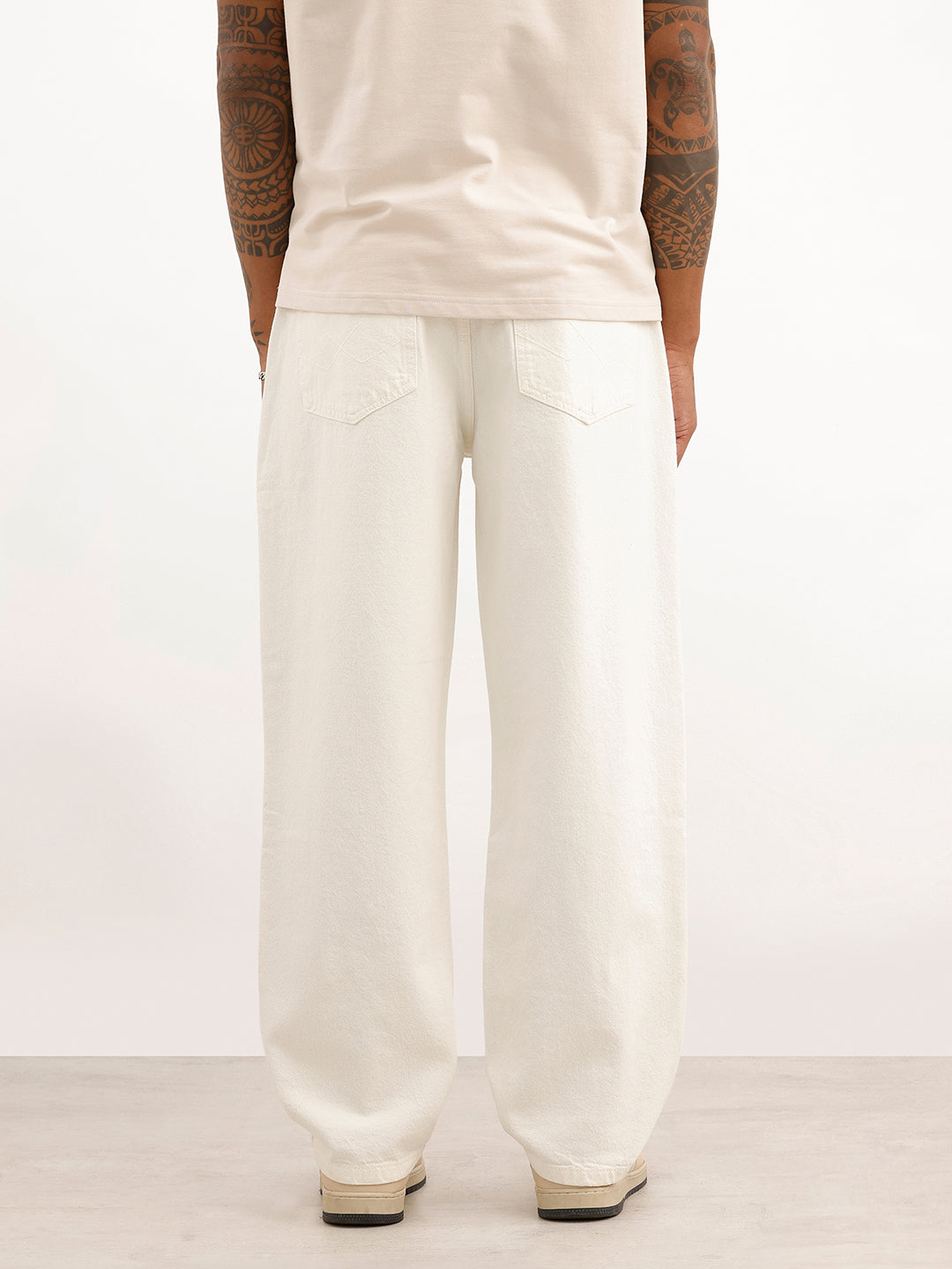 Solid Loose Fit Denim Jeans | White | WTJN1089M