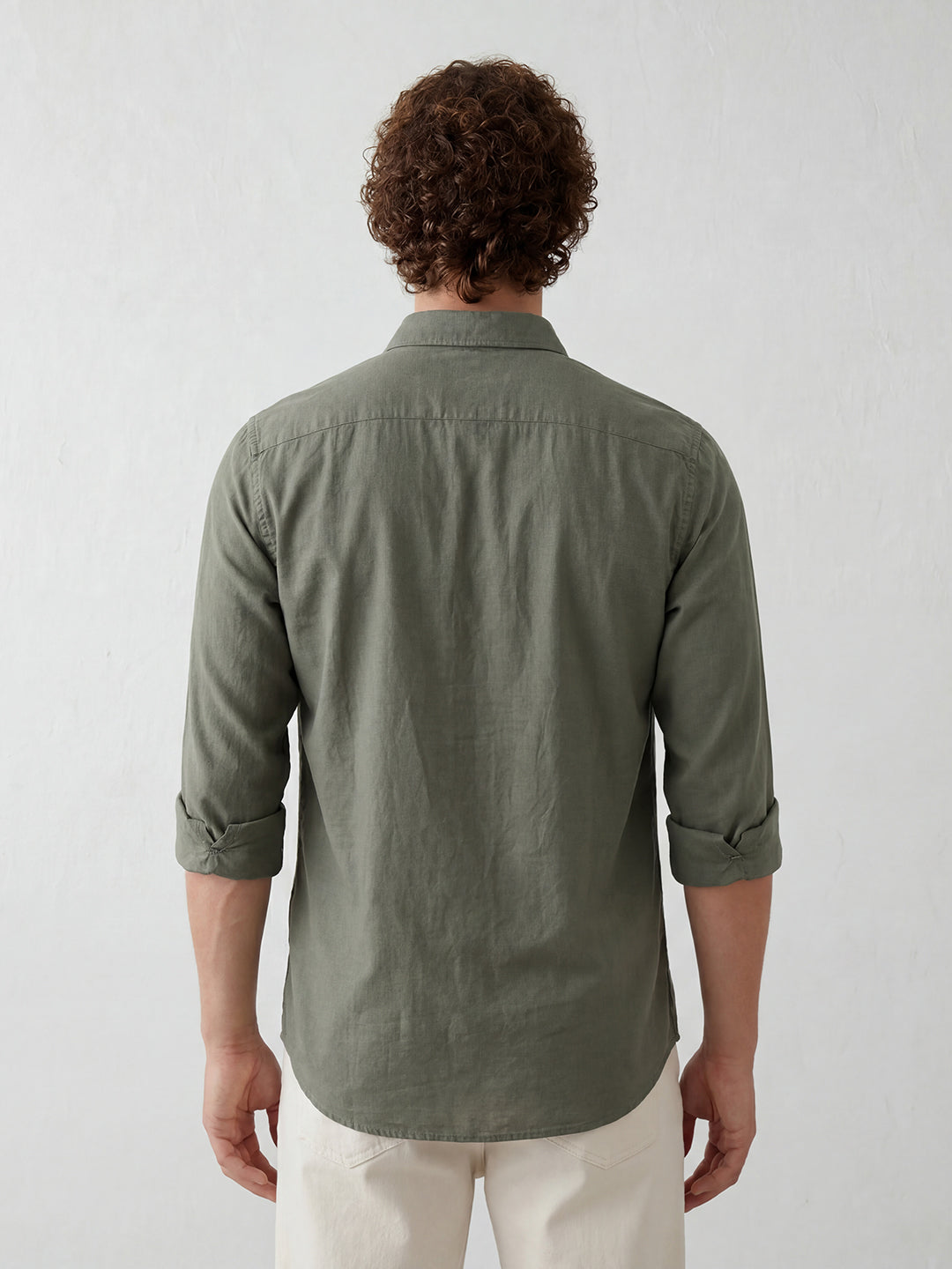 Solid Slim Fit Full Sleeve Shirt | Olive