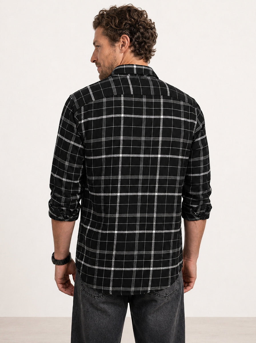Midnight Grid Check Shirt| Black