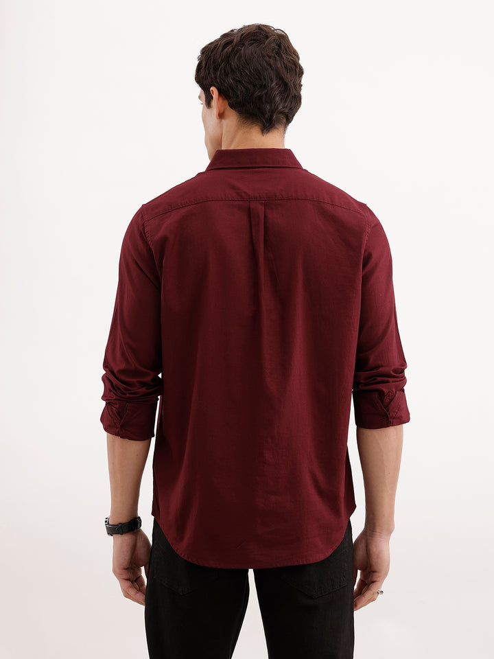 Solid Slim Fit Shirt  | Maroon