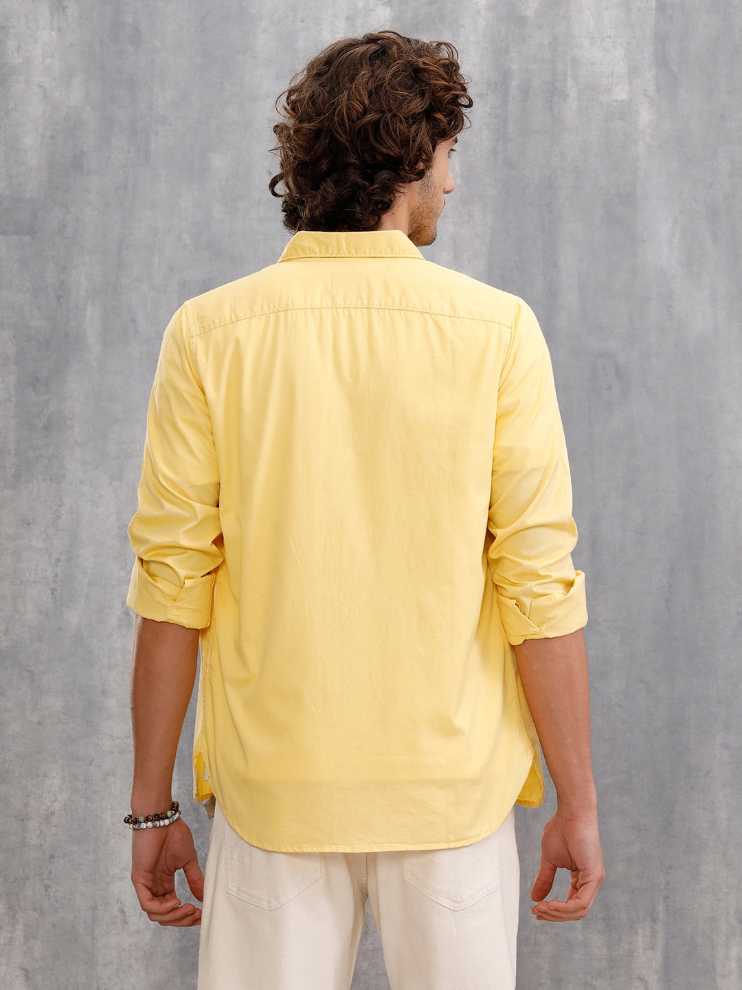 Solid 100%Cotton Regular Fit Shirt |Yellow