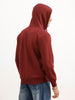 Classic Foil Printed Zipper Hooded Sweatshirt | Maroon