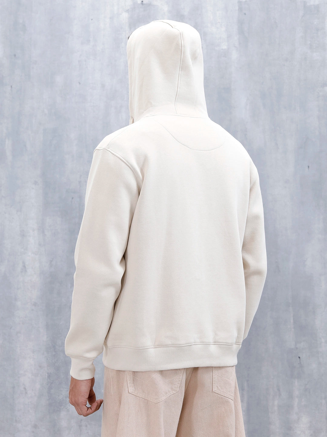 Men’s Solid Zip-Up Hoodie Sweatshirt | Tapioca