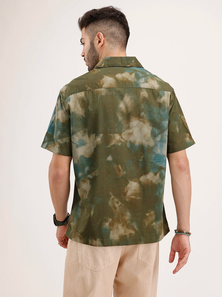 Resort Collar AOP Shirt | Olive