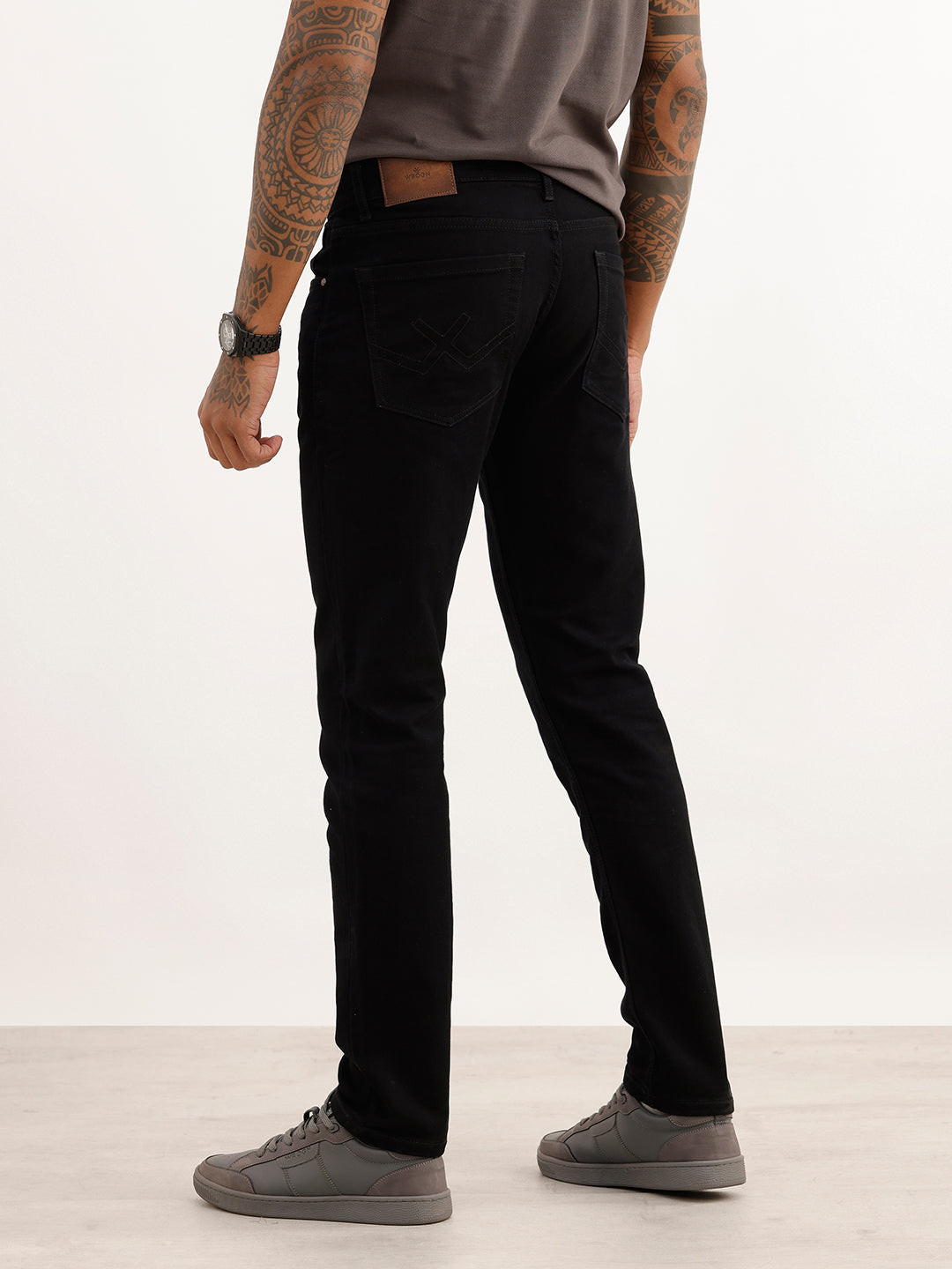 Solid Slim Fit Denim Jeans | Black