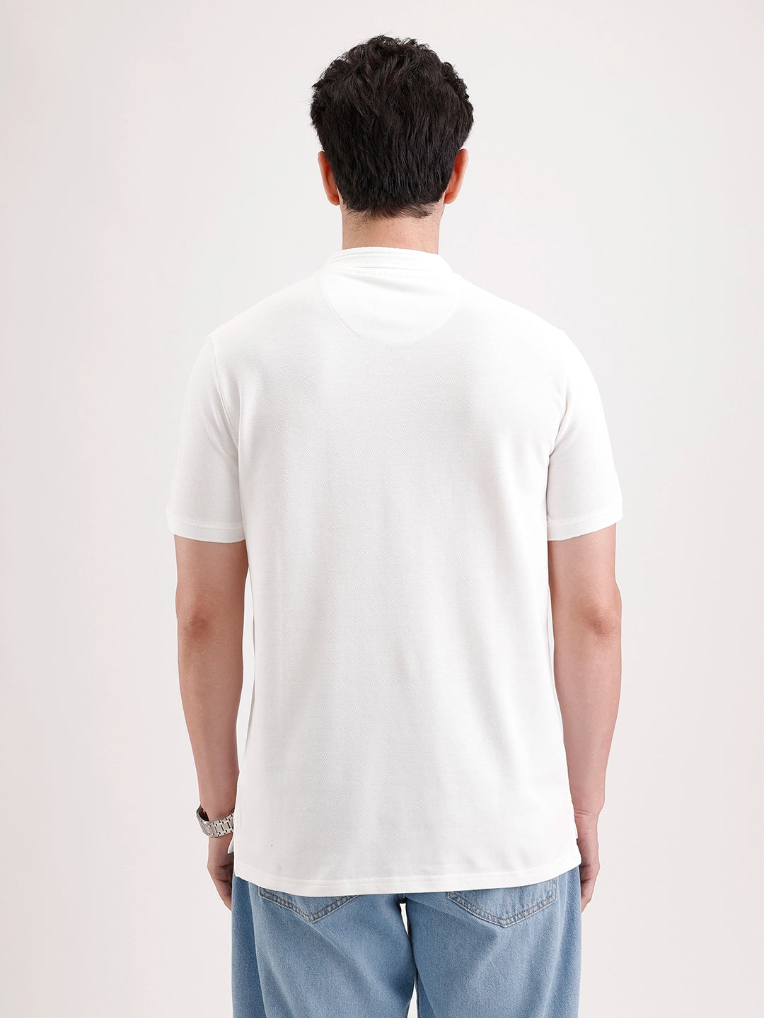 Jacquard Collar Polo T-Shirt  | Off White