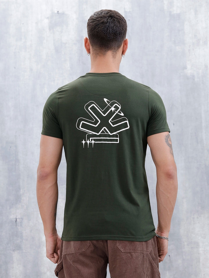 Men's Causal Regualr Fit Grpahic Printed T-Shirt | Olive
