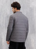 Quilted High Neck Regular Fit Jacket I Grey