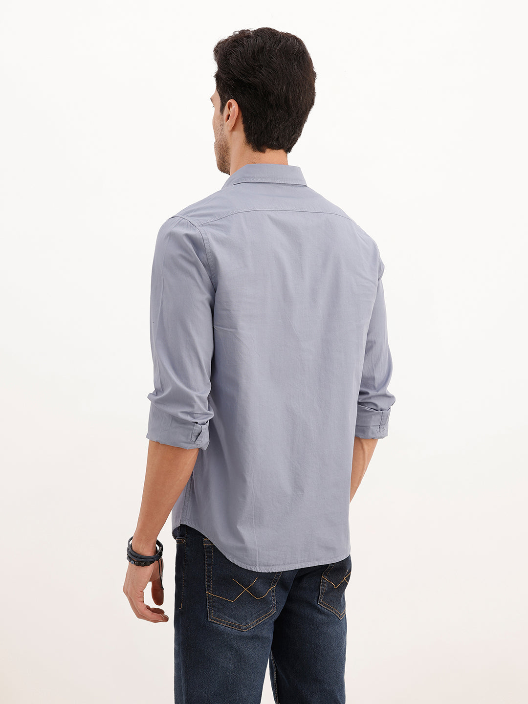 Solid Regular Fit Full Sleeve Shirt | Grey | WWSH9149F