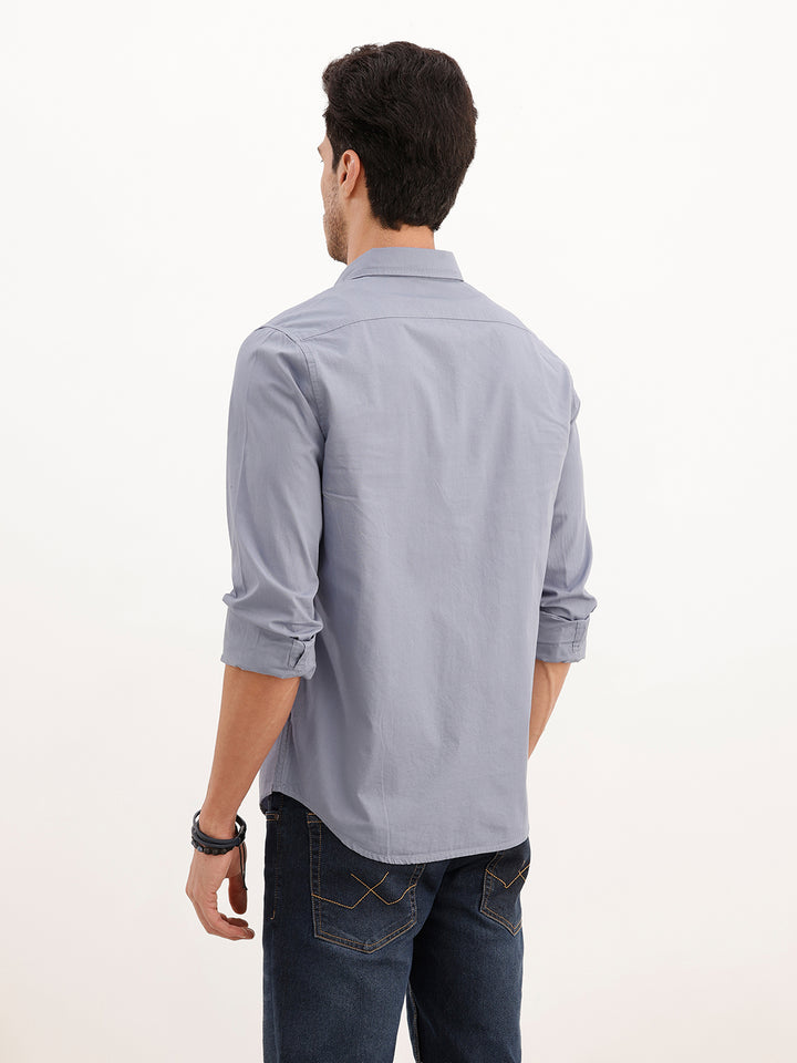 Solid Regular Fit Full Sleeve Shirt | Grey