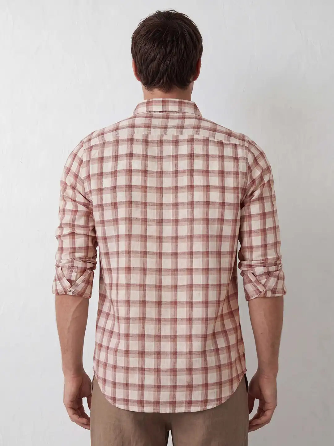 Classic Slim Fit Checkered Shirt | Brown