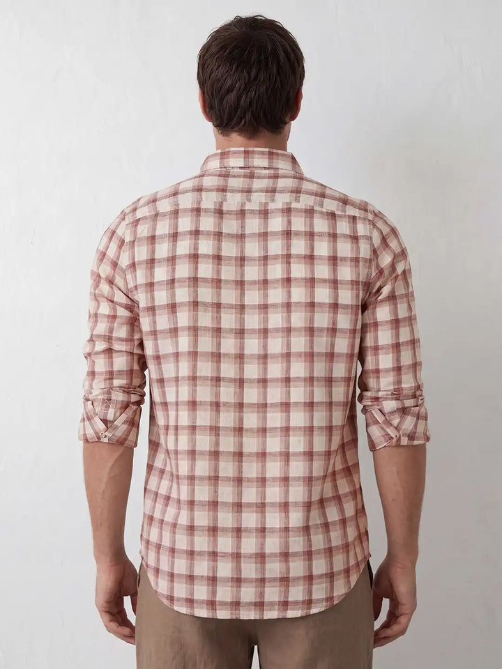 Classic Slim Fit Checkered Shirt | Brown