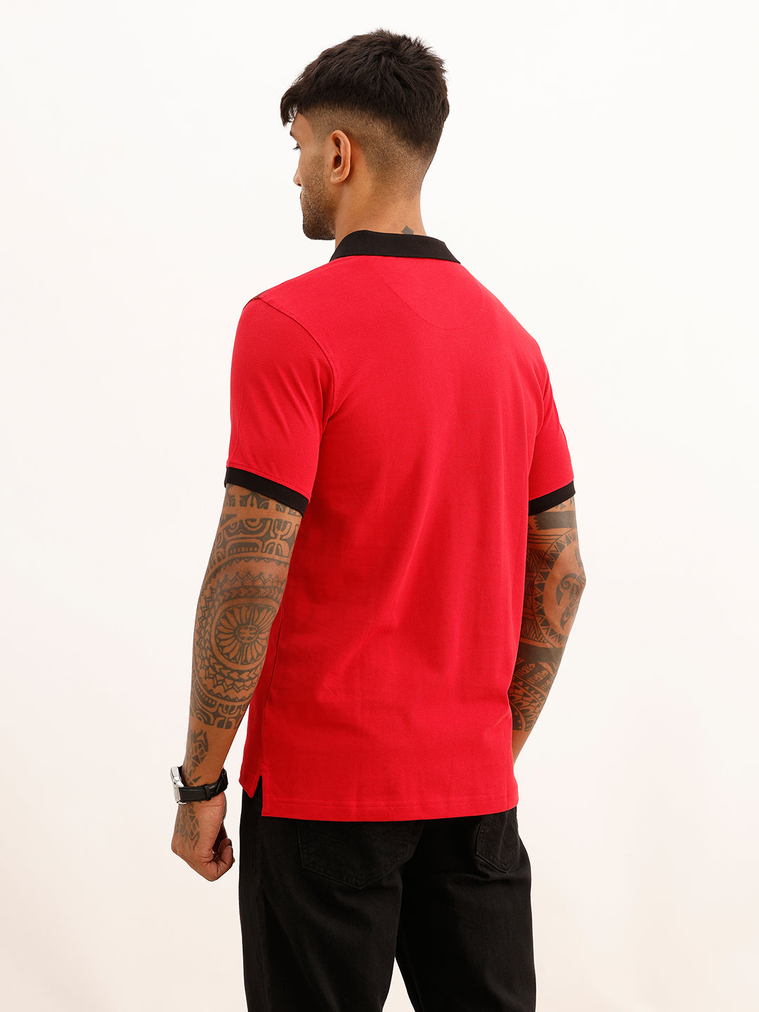Regular Fit Placement Printed Polo T-Shirt | Red