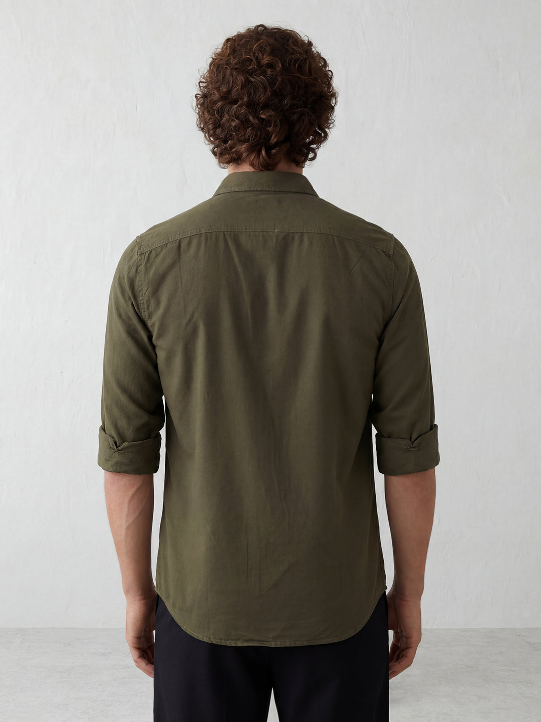 Slim Fit Double Pocket Shirt | Olive