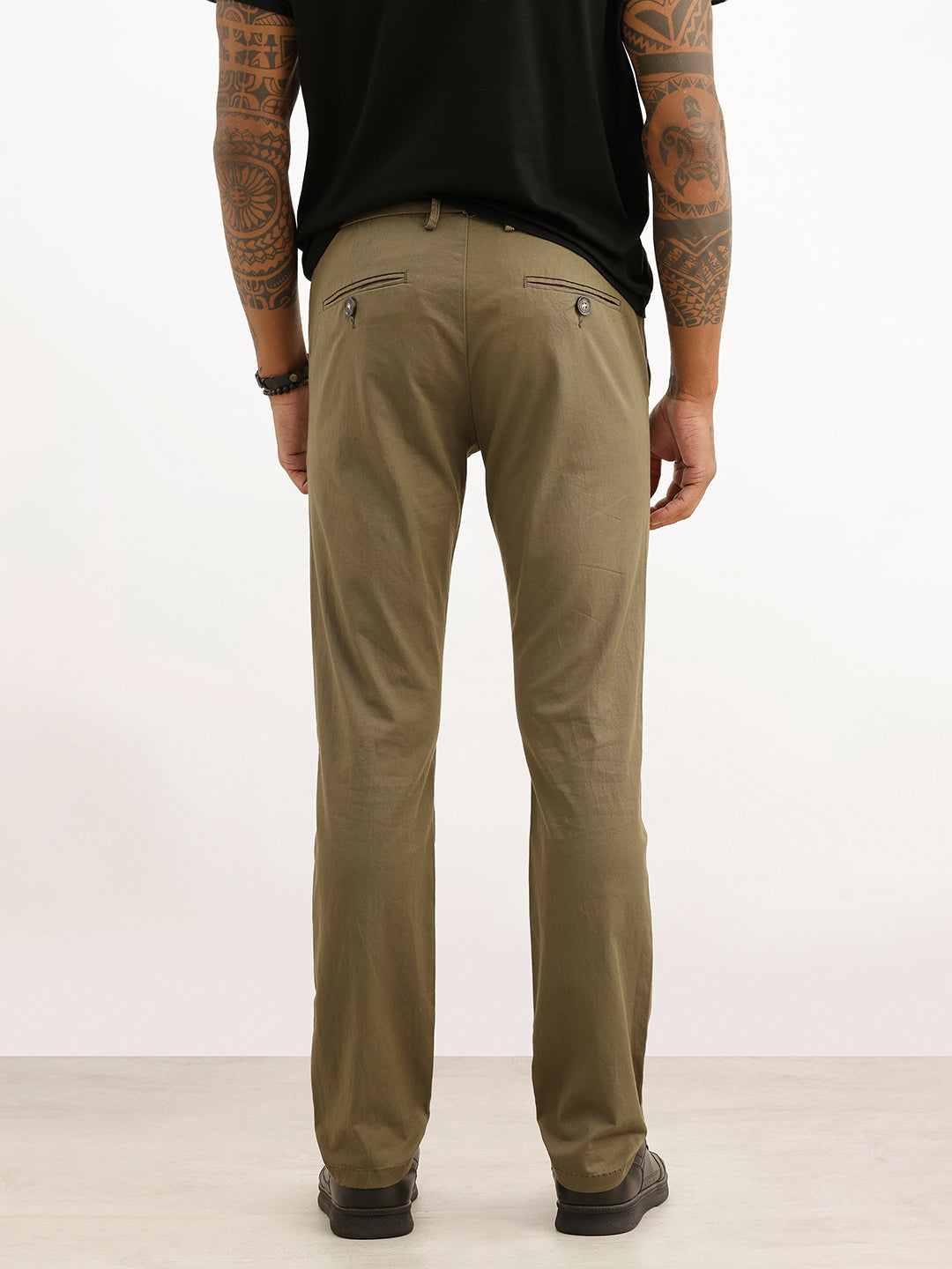 Solid Slim Fit Pleated Trouser | Olive | WTR0100SL5133W