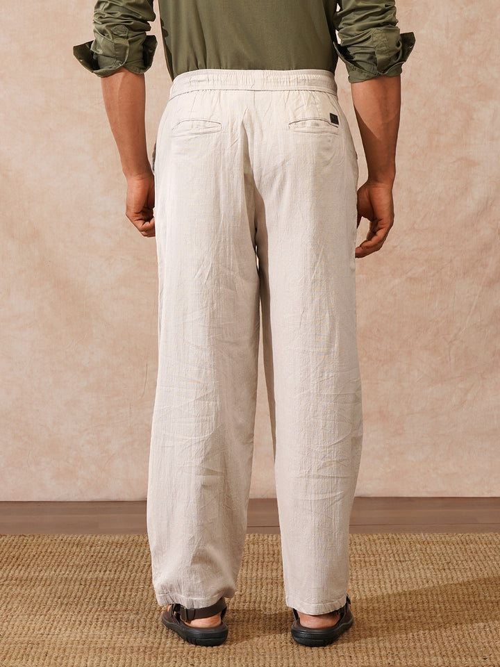 Solid Loose Fit Trouser | Beige