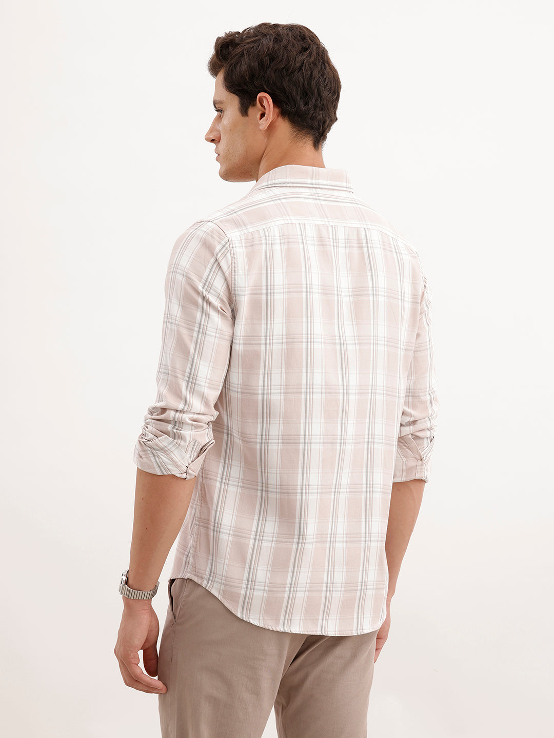 Slim Fit Checkered Shirt  | Pink