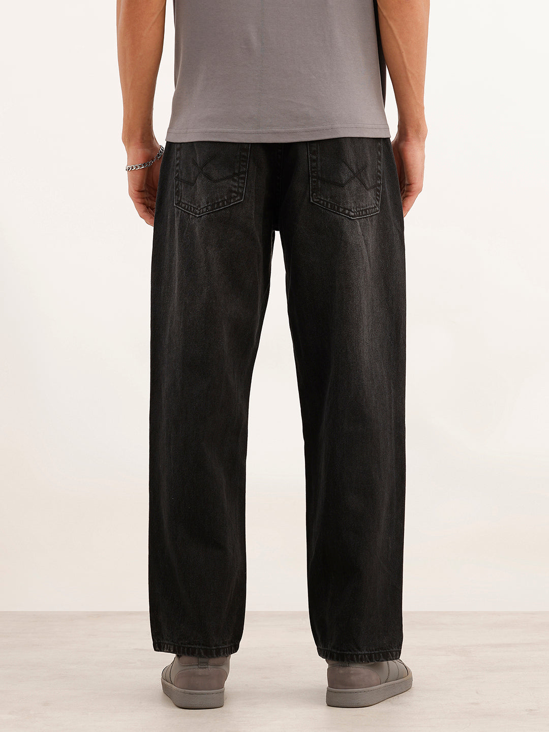 Solid Loose Fit Denim Jeans | Black