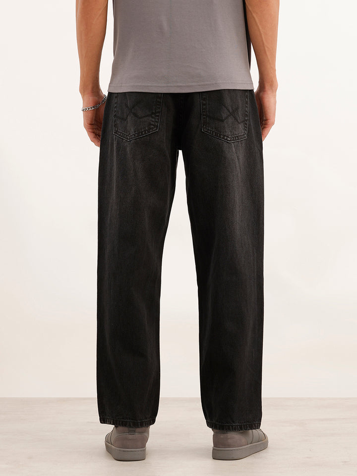 Solid Loose Fit Denim Jeans | Black