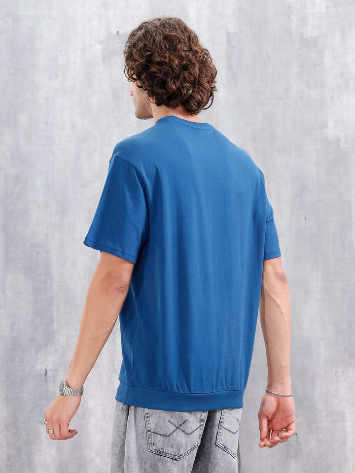 Oversized Crew Neck T-Shirt With Hd Print | Blue